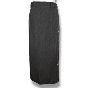 Vintage 90s Gap Gray Maxi Skirt Button Sides Preppy Academia